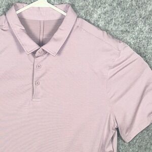 Lululemon Evolution Polo Shirt Men's Large Mauve Lavender Short Sleeve Golf Top